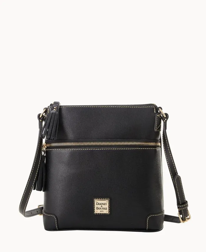 Dooney and Bourke Crossbodies Saffiano Small Tassel Crossbody Black 8211 WomenMen