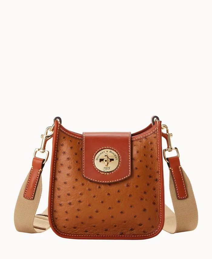 Dooney and Bourke Mini Bags Ostrich Turnlock Messenger 20 Caramel 8211 WomenMen