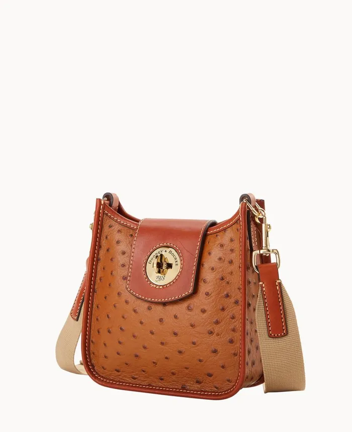 Dooney and Bourke Mini Bags Ostrich Turnlock Messenger 20 Caramel 8211 WomenMen Dooney and Bourke Mini Bags Ostrich Turnlock Messenger 20 Caramel 8211 WomenMen