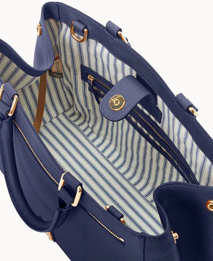 Dooney and Bourke Satchels Saffiano Zip Satchel Marine 8211 WomenMen