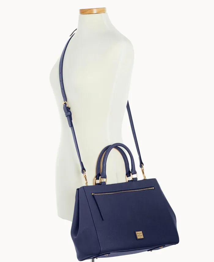 Dooney and Bourke Satchels Saffiano Zip Satchel Marine 8211 WomenMen