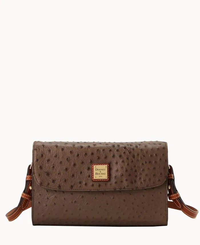 Dooney and Bourke Shoulder Bags Ostrich Lacey Clutch Mushroom 8211 WomenMen