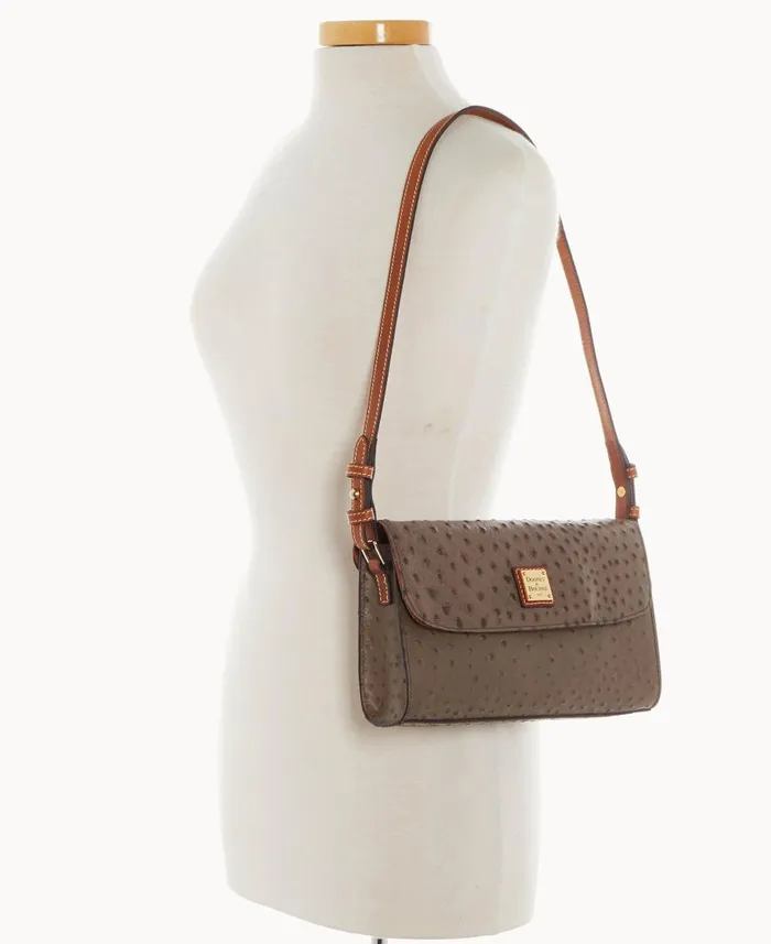Dooney and Bourke Shoulder Bags Ostrich Lacey Clutch Mushroom 8211 WomenMen