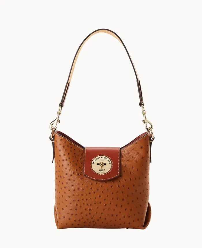 Dooney and Bourke Shoulder Bags Ostrich Turnlock Sac 22 Caramel 8211 WomenMen Dooney and Bourke Shoulder Bags Ostrich Turnlock Sac 22 Caramel 8211 WomenMen