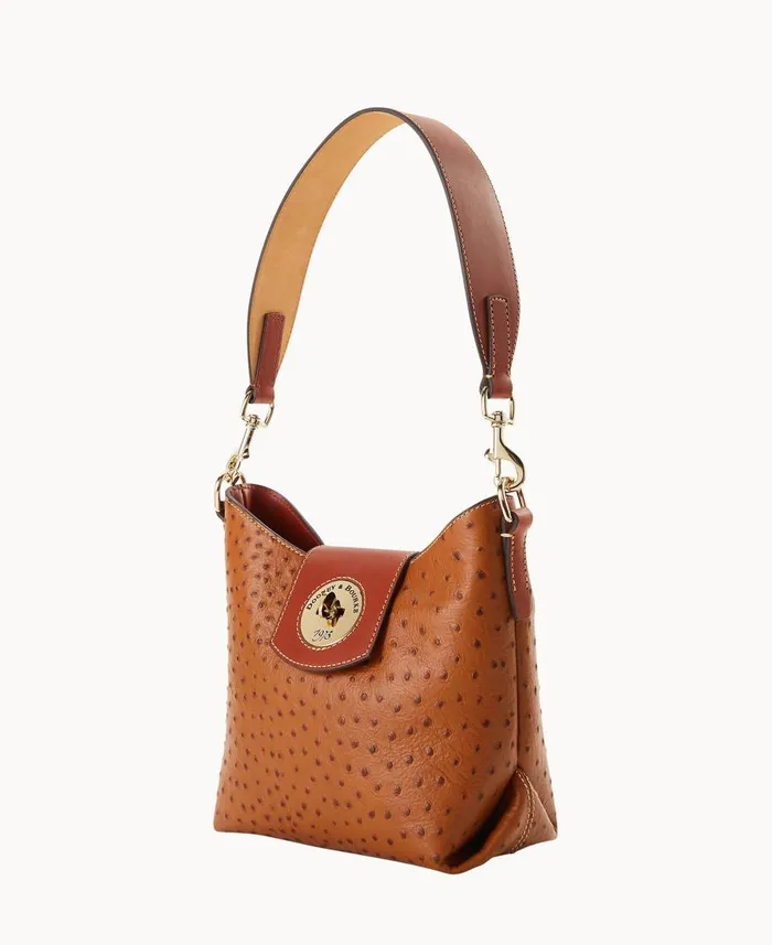 Dooney and Bourke Shoulder Bags Ostrich Turnlock Sac 22 Caramel 8211 WomenMen Dooney and Bourke Shoulder Bags Ostrich Turnlock Sac 22 Caramel 8211 WomenMen