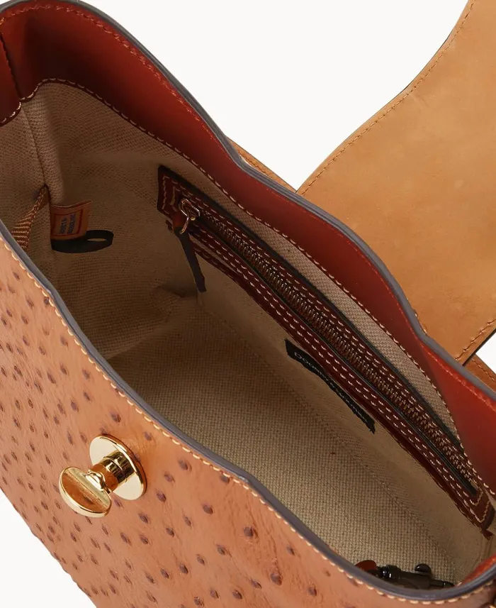 Dooney and Bourke Shoulder Bags Ostrich Turnlock Sac 22 Caramel 8211 WomenMen Dooney and Bourke Shoulder Bags Ostrich Turnlock Sac 22 Caramel 8211 WomenMen