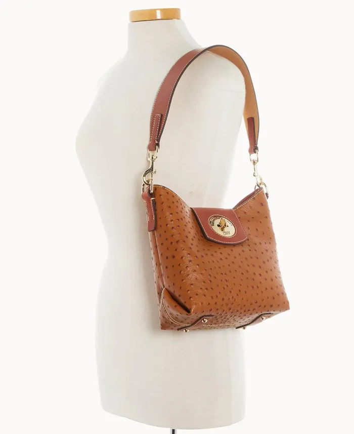 Dooney and Bourke Shoulder Bags Ostrich Turnlock Sac 22 Caramel 8211 WomenMen Dooney and Bourke Shoulder Bags Ostrich Turnlock Sac 22 Caramel 8211 WomenMen