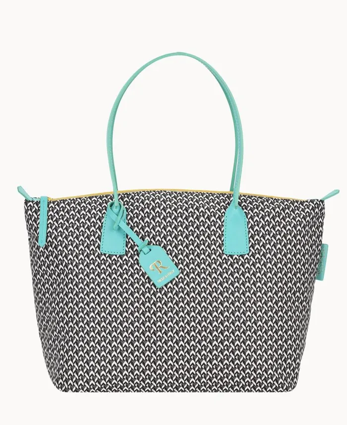 Dooney and Bourke Totes Roberta Pieri Tatami Fun Large Robertina Tote Aqua 8211 WomenMen