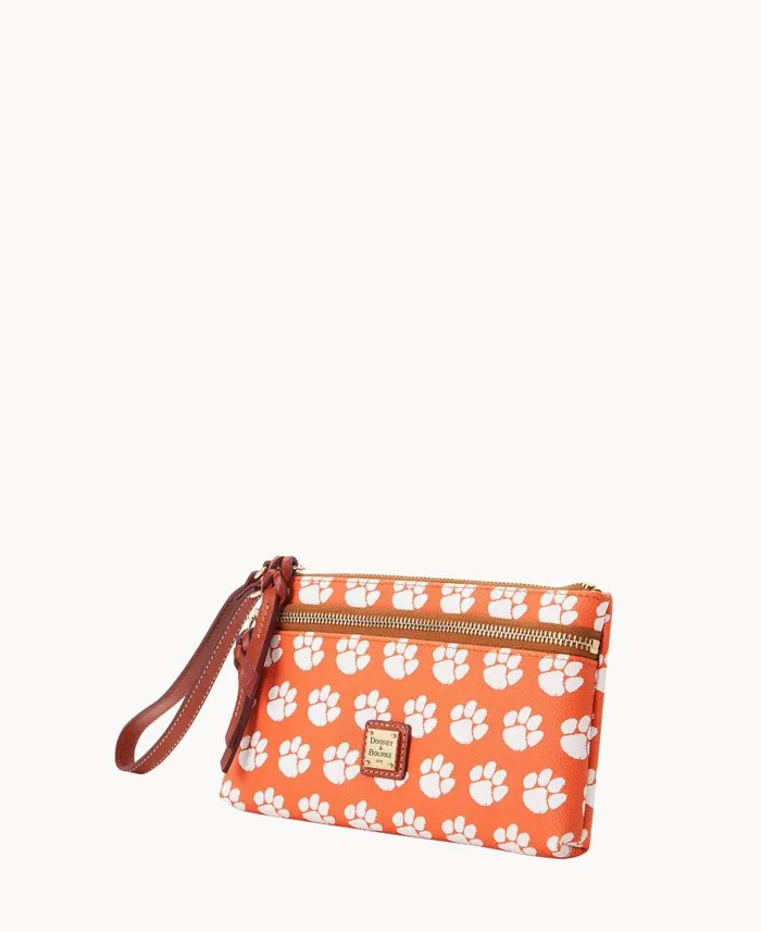Dooney and Bourke Wallets Collegiate Clemson University Double Zip Wristlet Clemson University 8211 WomenMen