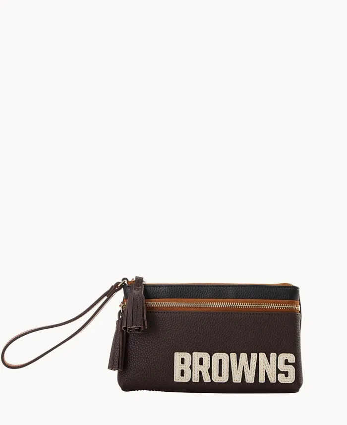 Dooney and Bourke Wallets NFL Browns Double Zip Wristlet Browns 8211 WomenMen Dooney and Bourke Wallets NFL Browns Double Zip Wristlet Browns 8211 WomenMen