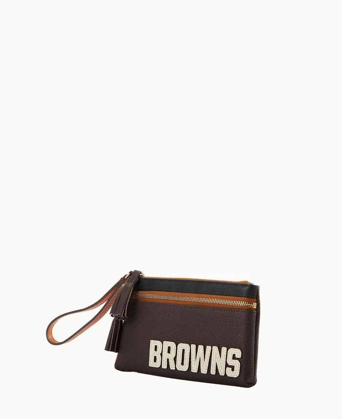Dooney and Bourke Wallets NFL Browns Double Zip Wristlet Browns 8211 WomenMen