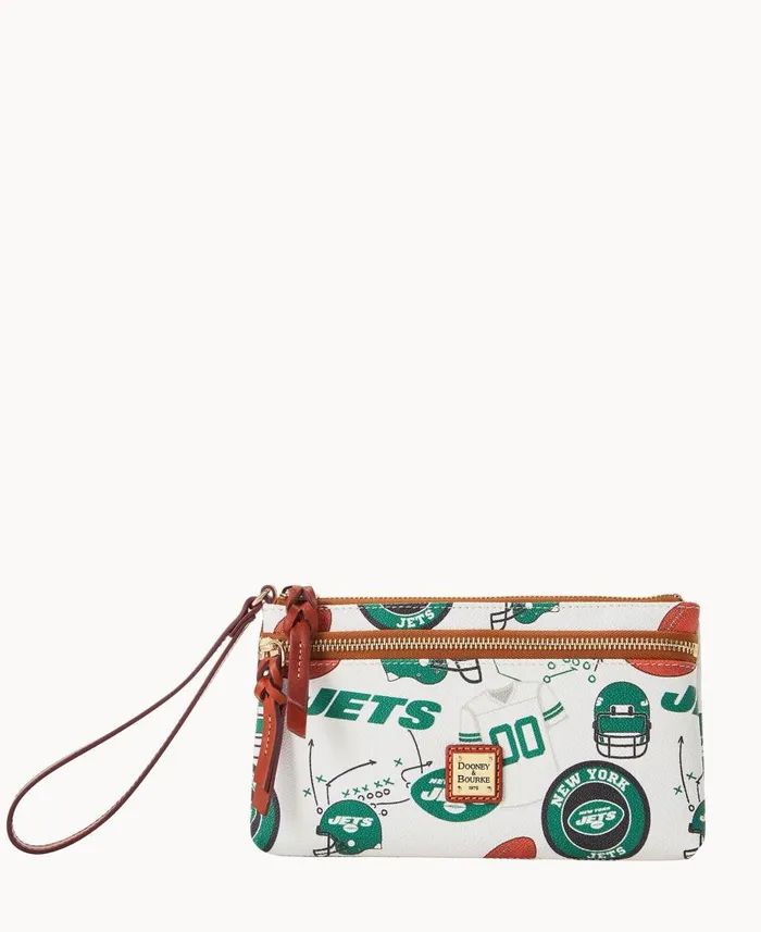 Dooney and Bourke Wallets NFL Jets Double Zip Wristlet New York Jets 8211 WomenMen Dooney and Bourke Wallets NFL Jets Double Zip Wristlet New York Jets 8211 WomenMen
