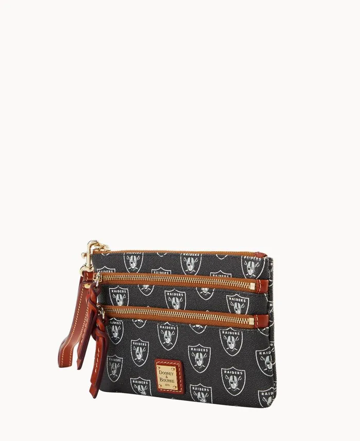 Dooney and Bourke Wallets NFL Raiders Triple Zip Wristlet Bills 8211 WomenMen