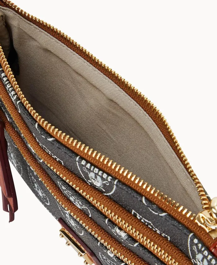 Dooney and Bourke Wallets NFL Raiders Triple Zip Wristlet Bills 8211 WomenMen