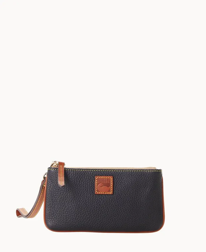 Dooney and Bourke Wallets Pebble Grain Medium Wristlet Black 8211 WomenMen