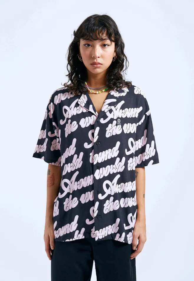 Dr Denim Shirts Women Madi Shirt 8211 Off Black Around AOP Off Black Around Aop