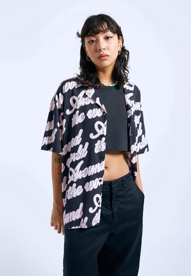 Dr Denim Shirts Women Madi Shirt 8211 Off Black Around AOP Off Black Around Aop