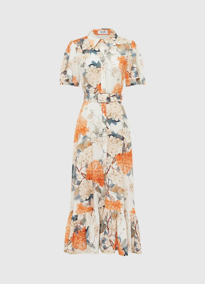 Dresses and Jumpsuits LEO LIN Women Bianca Short Sleeve Midi Dress 8211 Hydrangea Print in Vanilla Dresses and Jumpsuits LEO LIN Women Bianca Short Sleeve Midi Dress 8211 Hydrangea Print in Vanilla