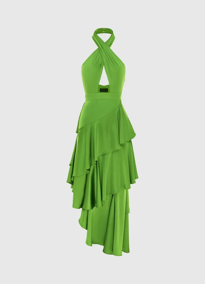 Dresses and Jumpsuits LEO LIN Women Naomi Asymmetric Halterneck Dress 8211 Tropical