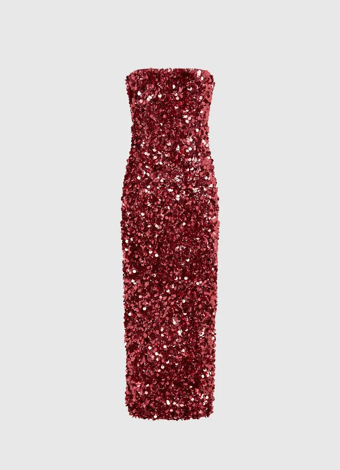 Dresses and Jumpsuits Women Rayna Sequin Bustier Maxi Dress 8211 Mulberry LEO LIN