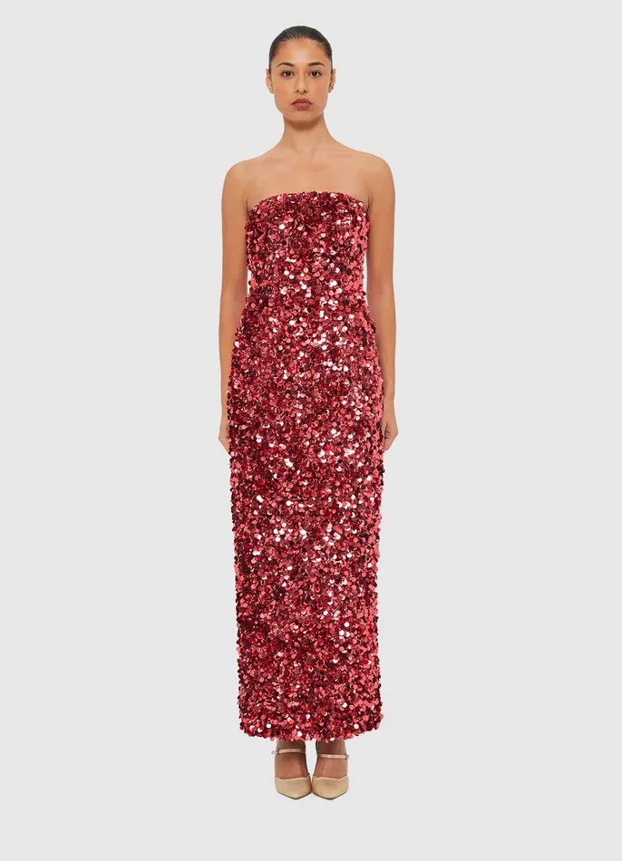 Dresses and Jumpsuits Women Rayna Sequin Bustier Maxi Dress 8211 Mulberry LEO LIN