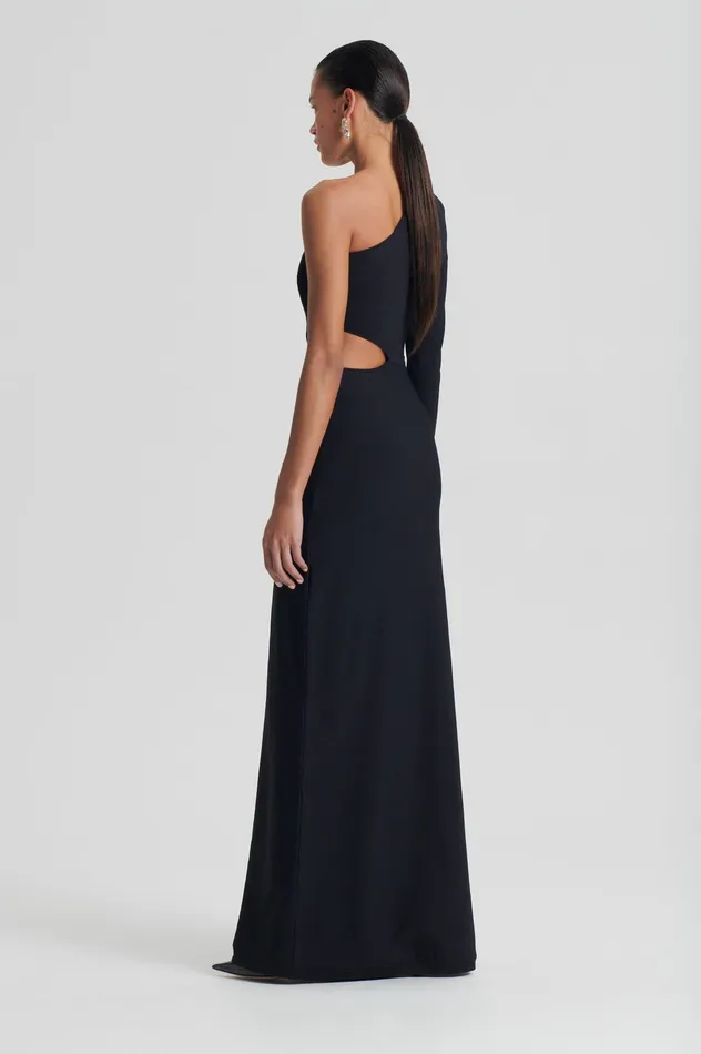 Dresses CREPE KNIT ONE SHOULDER GOWN BLACK Scanlan Theodore Women Dresses CREPE KNIT ONE SHOULDER GOWN BLACK Scanlan Theodore Women