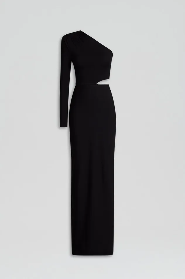 Dresses CREPE KNIT ONE SHOULDER GOWN BLACK Scanlan Theodore Women Dresses CREPE KNIT ONE SHOULDER GOWN BLACK Scanlan Theodore Women