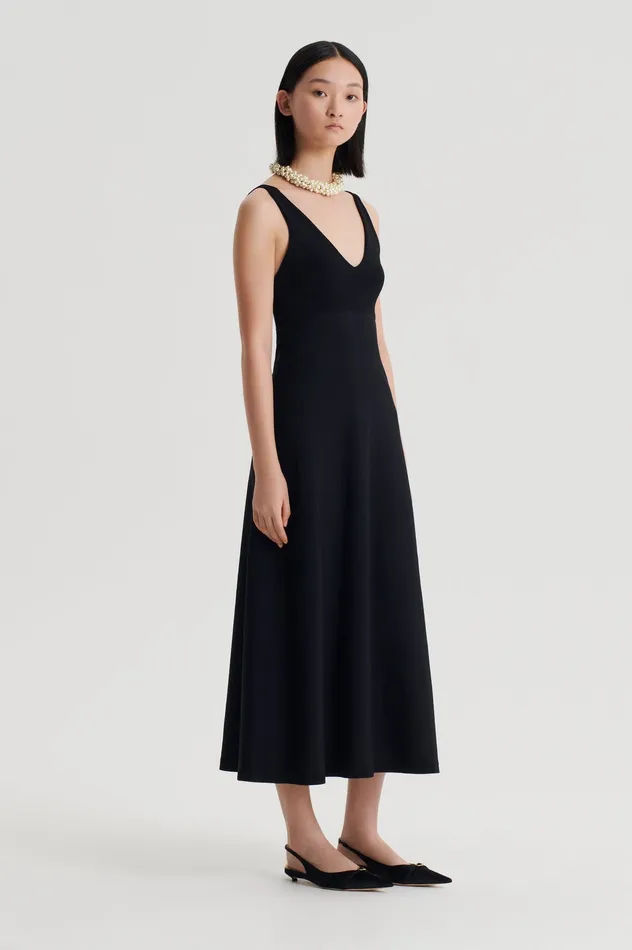 Dresses Scanlan Theodore Women CREPE KNIT V NECK DRESS BLACK Dresses Scanlan Theodore Women CREPE KNIT V NECK DRESS BLACK