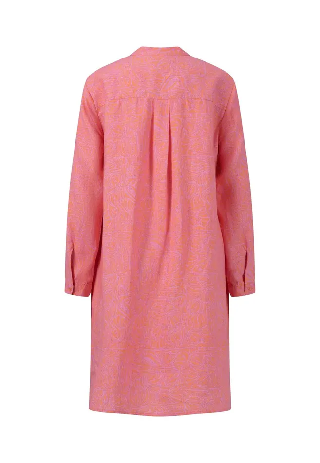 Dresses Women FYNCHHATTON Linen Dress With Flower Pattern Fondant Pink Dresses Women FYNCHHATTON Linen Dress With Flower Pattern Fondant Pink