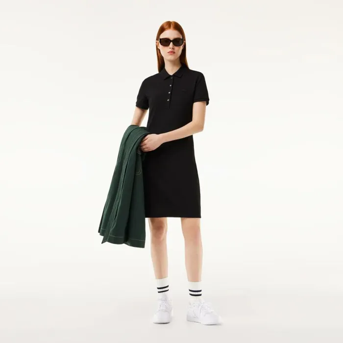 Dresses Women Lacoste Women039s Slim Fit Stretch Cotton Piqu Polo Dress Black 031