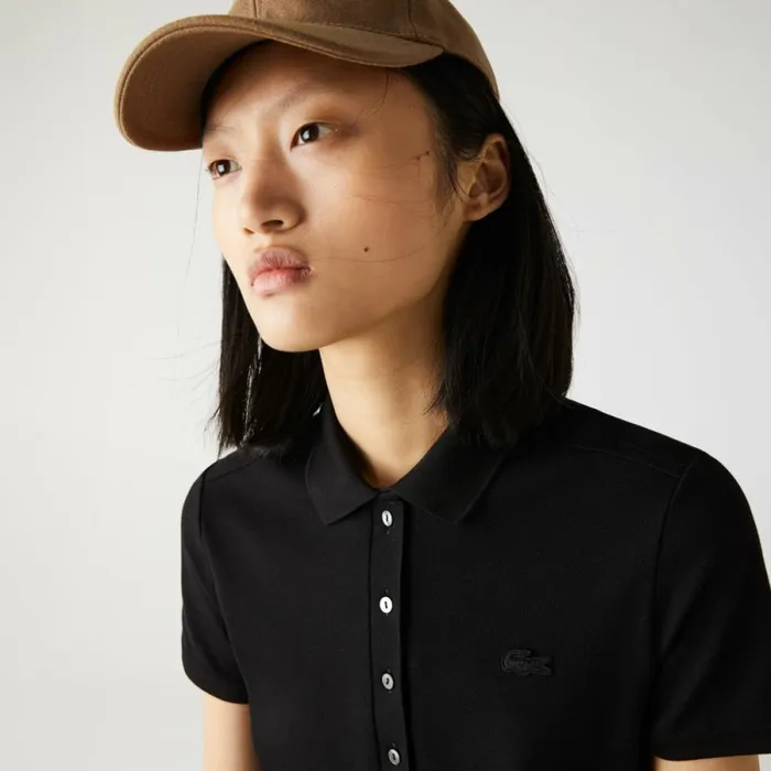 Dresses Women Lacoste Women039s Slim Fit Stretch Cotton Piqu Polo Dress Black 031