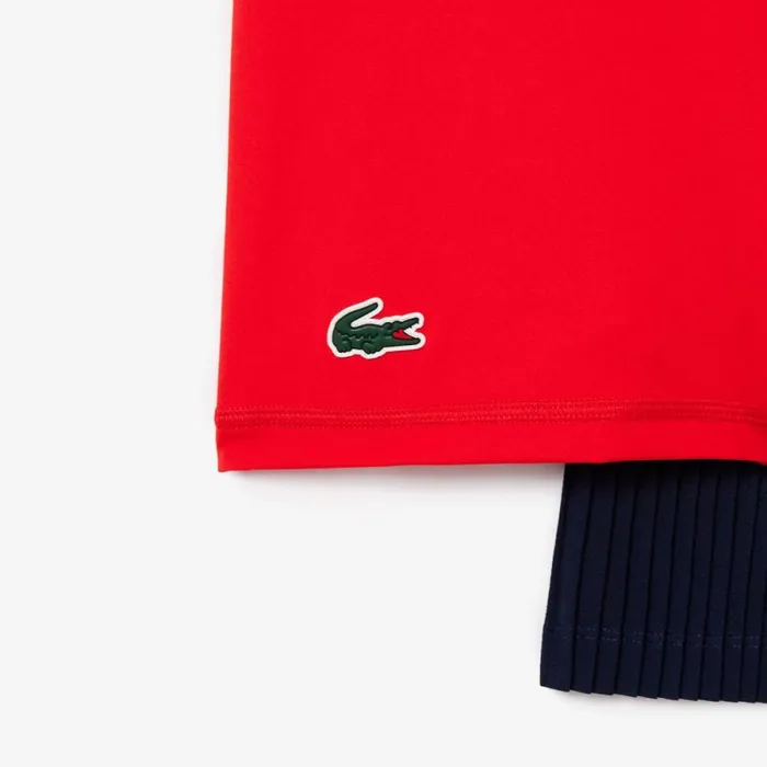 Dresses Women Lacoste Women039s UltraDry Stretch Tennis Dress and Shorts Navy Blue Red 7pe