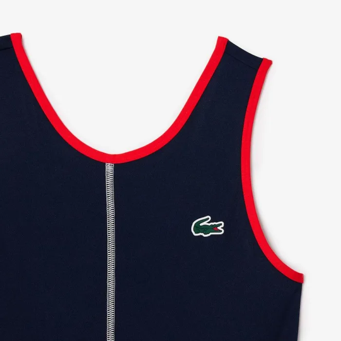 Dresses Women Lacoste Women039s UltraDry Stretch Tennis Dress and Shorts Navy Blue Red 7pe