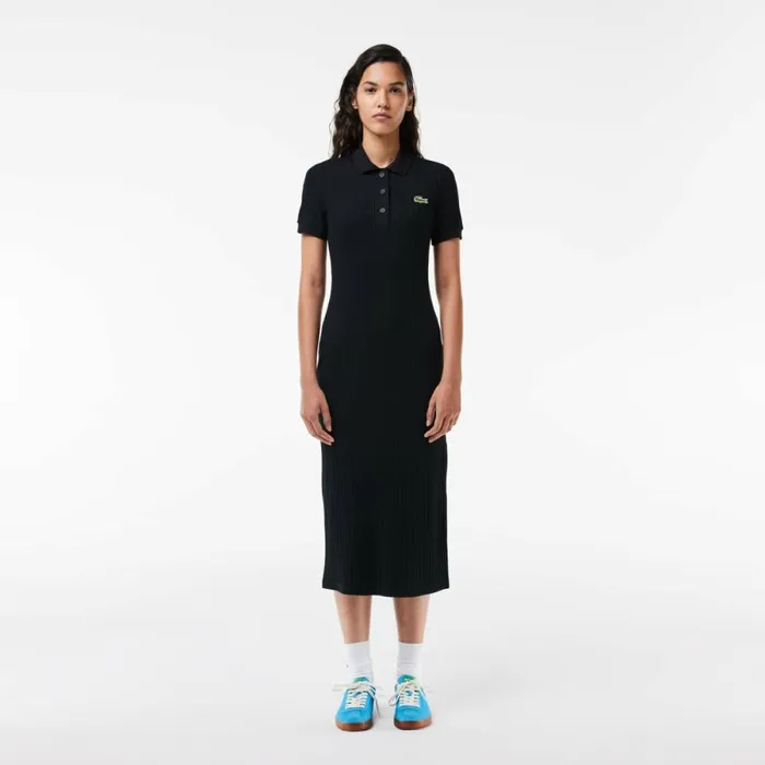 Dresses Women Lacoste Womens PoloStyle Midi Dress Black 031