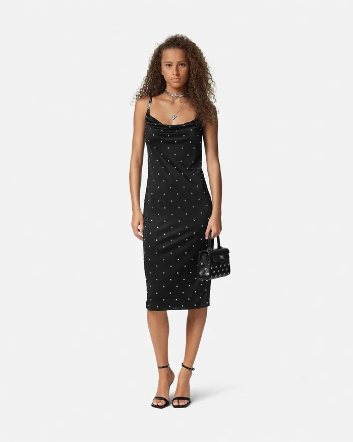 Dresses Women Versace Cielo Stellato Slip Midi Dress Black