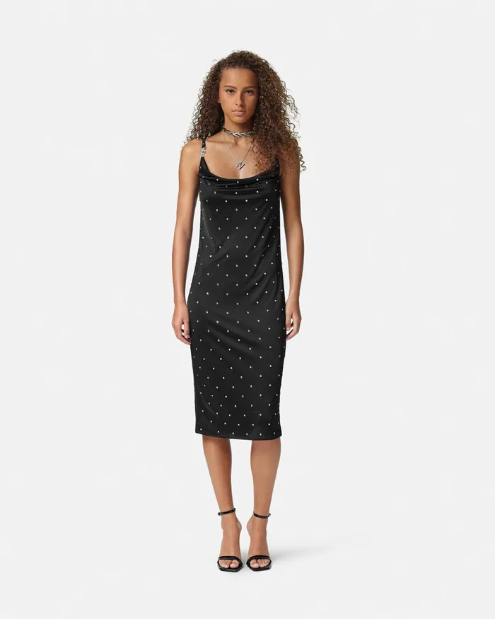 Dresses Women Versace Cielo Stellato Slip Midi Dress Black