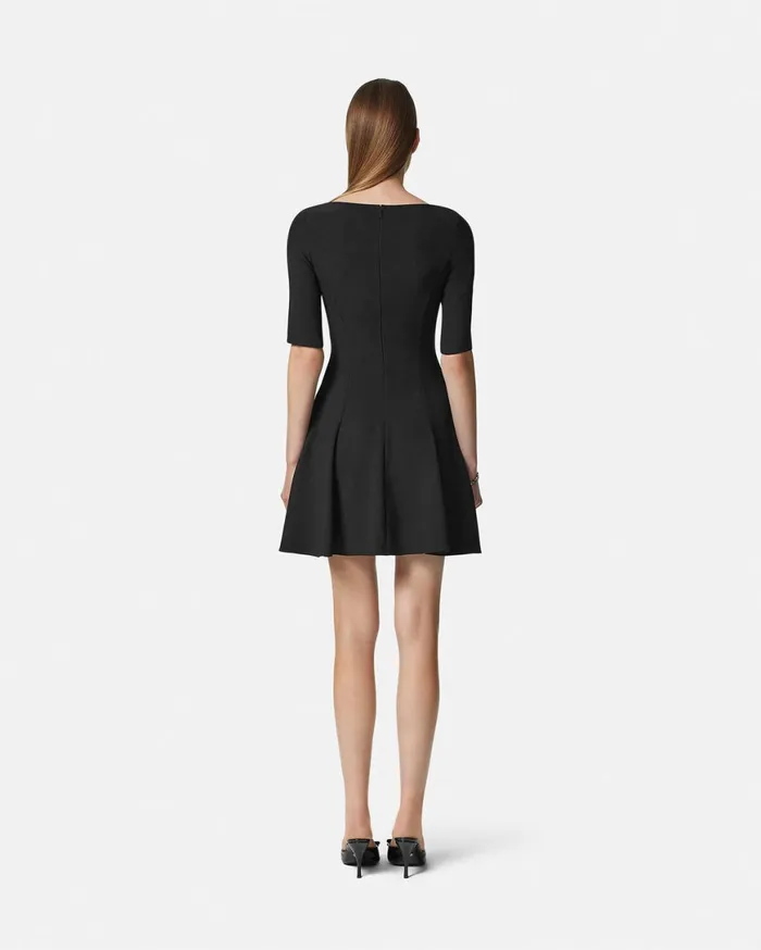 Dresses Women Versace Safety Pin Flared Matte Satin Mini Dress Black