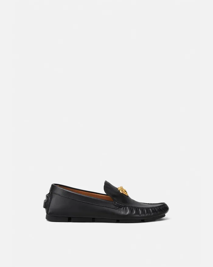 Drivers Men Versace La Medusa Driver Shoes Blackgold