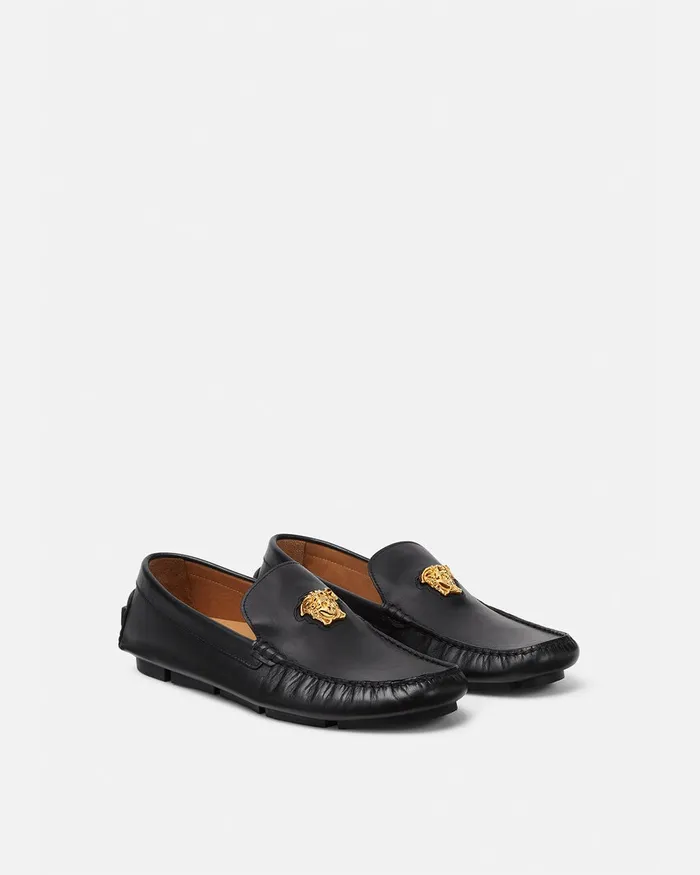 Drivers Men Versace La Medusa Driver Shoes Blackgold