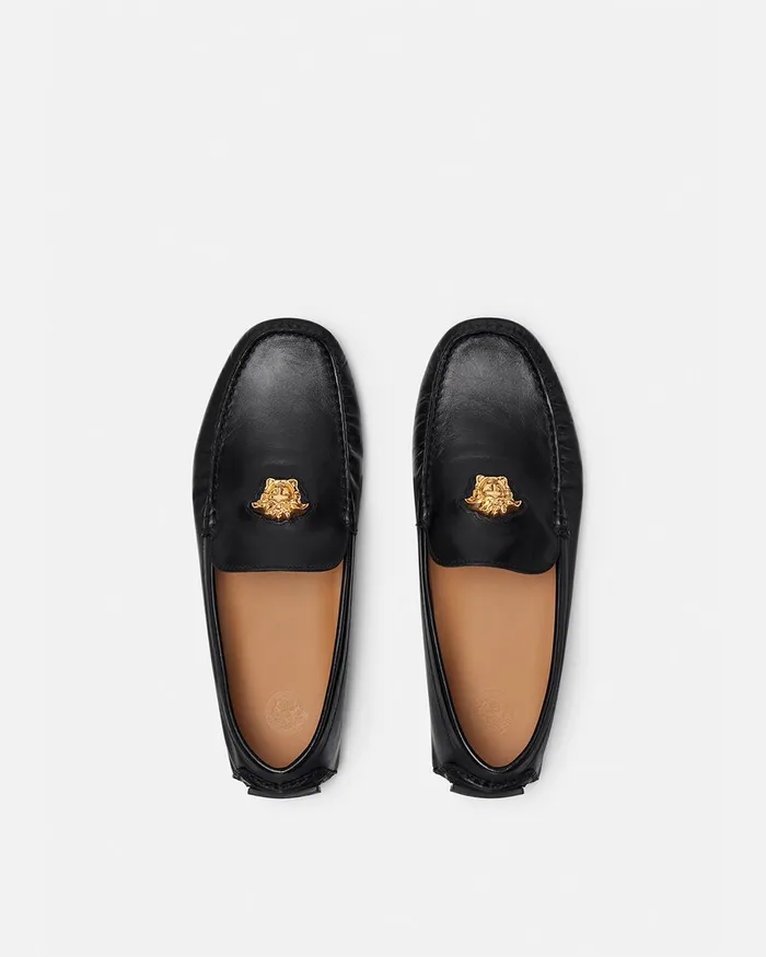 Drivers Men Versace La Medusa Driver Shoes Blackgold
