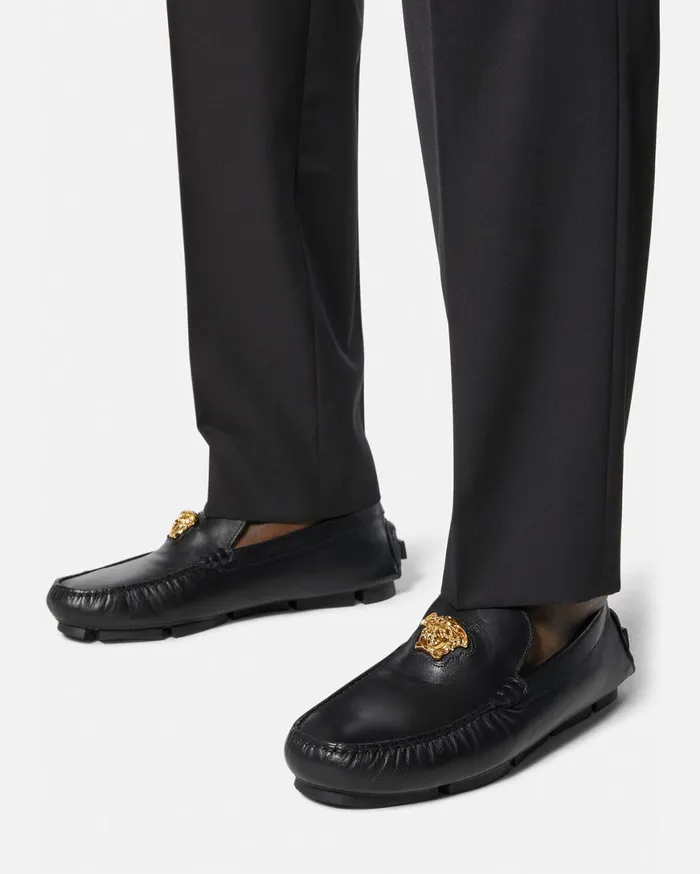 Drivers Men Versace La Medusa Driver Shoes Blackgold