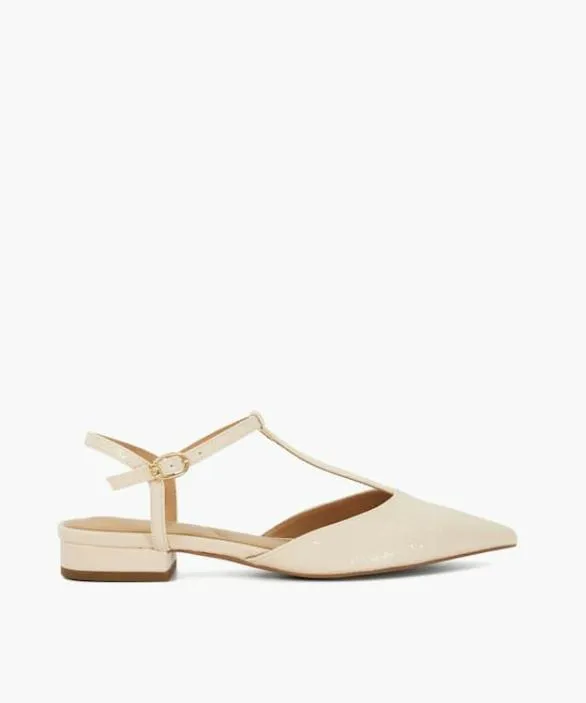 Dune London Ballet Pumps Women Harler Ecru Boucle TBar Flats Neutral