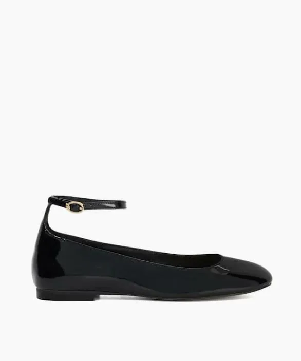 Dune London Ballet Pumps Women Hoop Black Ankle Strap Ballet Flats Black
