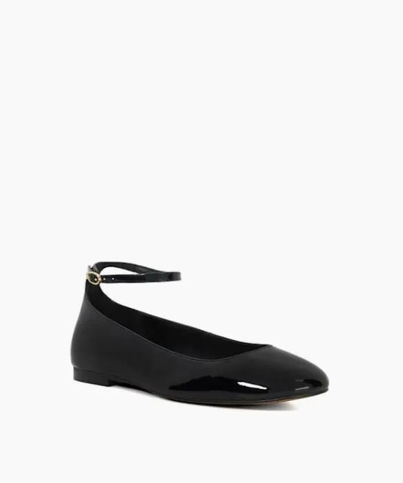 Dune London Ballet Pumps Women Hoop Black Ankle Strap Ballet Flats Black