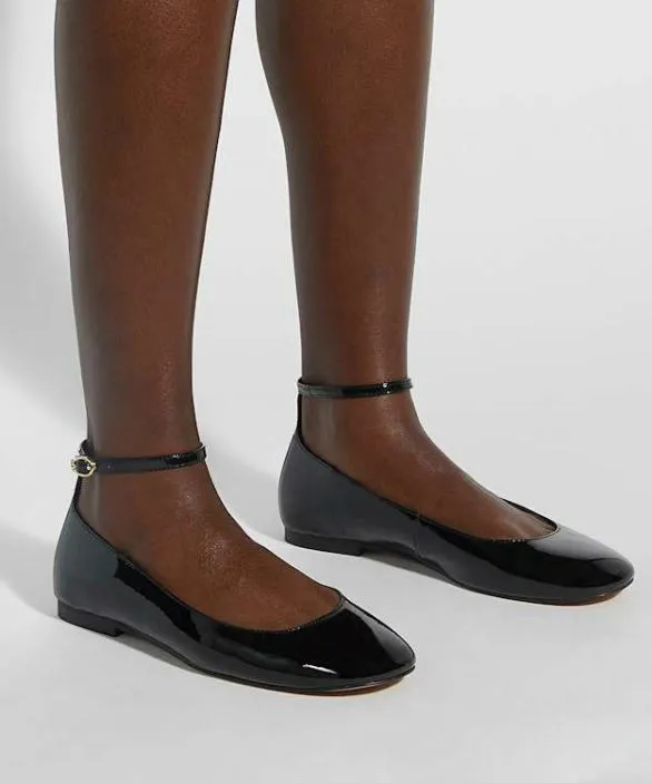 Dune London Ballet Pumps Women Hoop Black Ankle Strap Ballet Flats Black