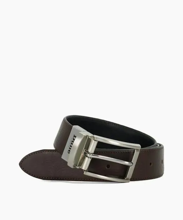 Dune London Belts Men Olen Black Premium Leather Reversible Belt Black