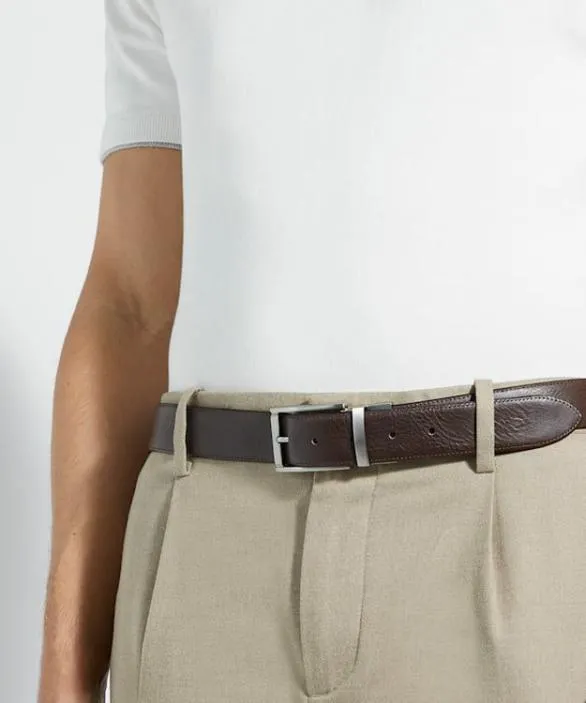 Dune London Belts Men Olen Black Premium Leather Reversible Belt Black