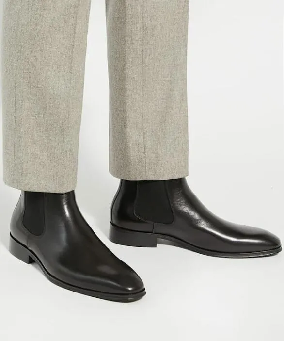 Dune London Black Boots Men Mandatory Black Wide Fit Chelsea Boots Black