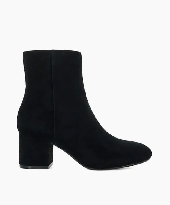 Dune London Black Boots Women Ottack 2 Black Side Zip Block Heel Ankle Boots Black