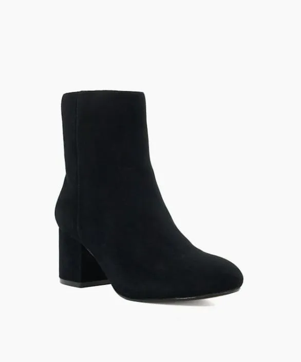 Dune London Black Boots Women Ottack 2 Black Side Zip Block Heel Ankle Boots Black